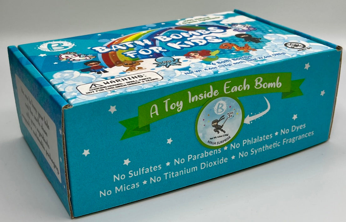 natural bath bombs for kids with toy ninja surprise inside for sensitive skin