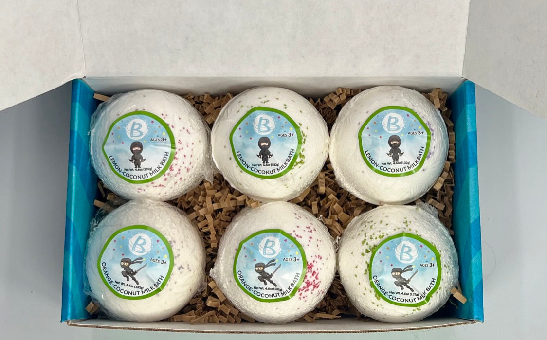 natural bath bombs for kids with toy ninja surprise inside