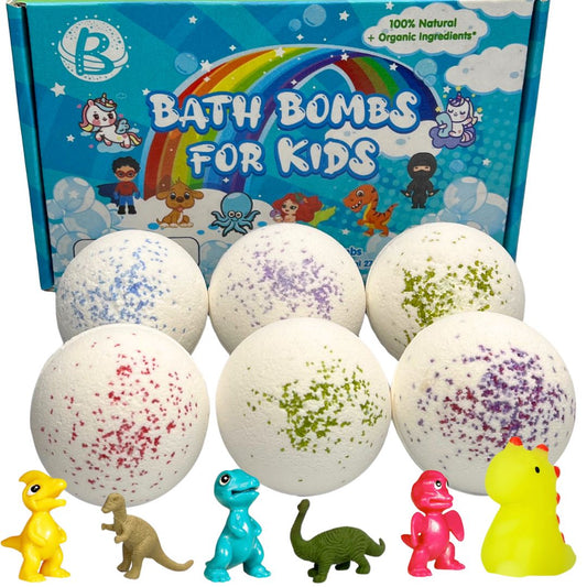 all natural bath bombs with dinosaur surprises inside