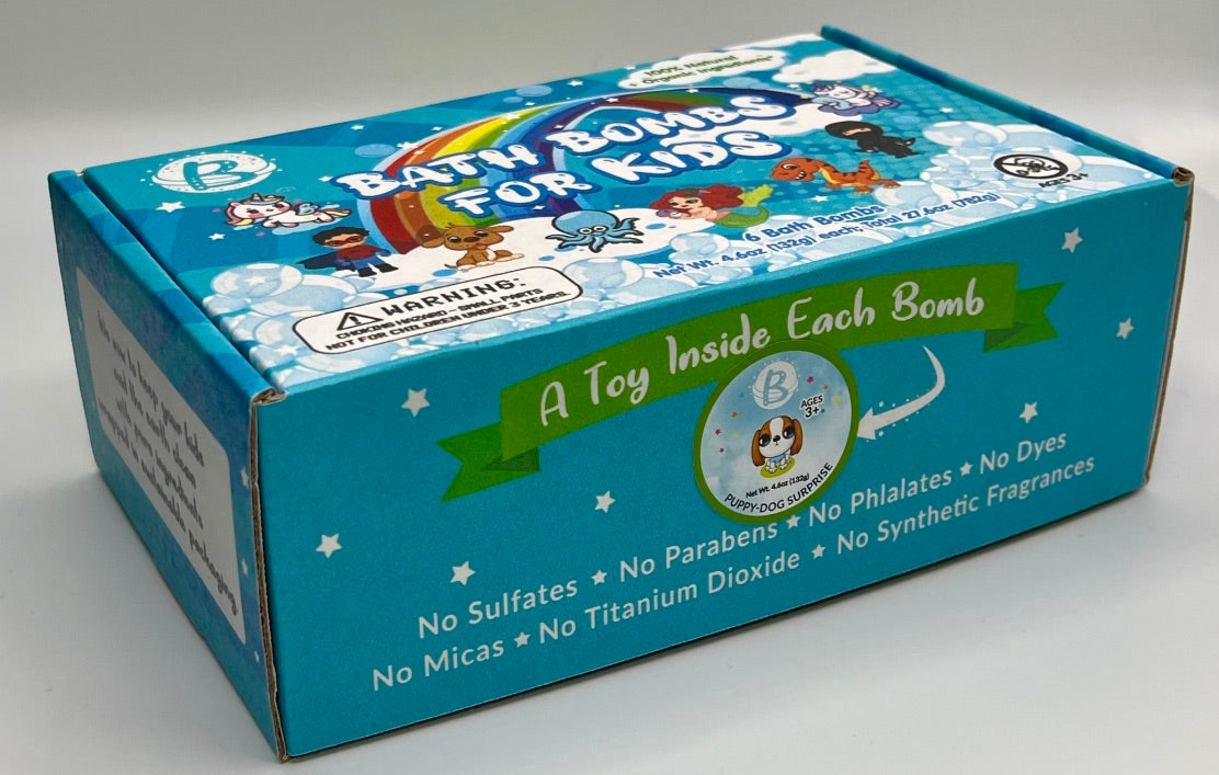 natural bath bombs for kids with toy puppy surprise inside for sensitive skin