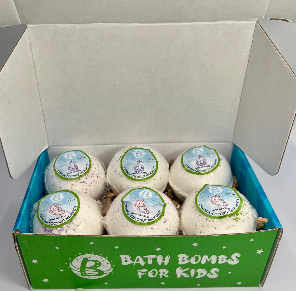 natural bath bombs for kids with toy unicorn surprise inside