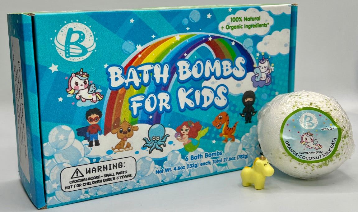 natural bath bombs for kids with toy unicorn surprise inside
