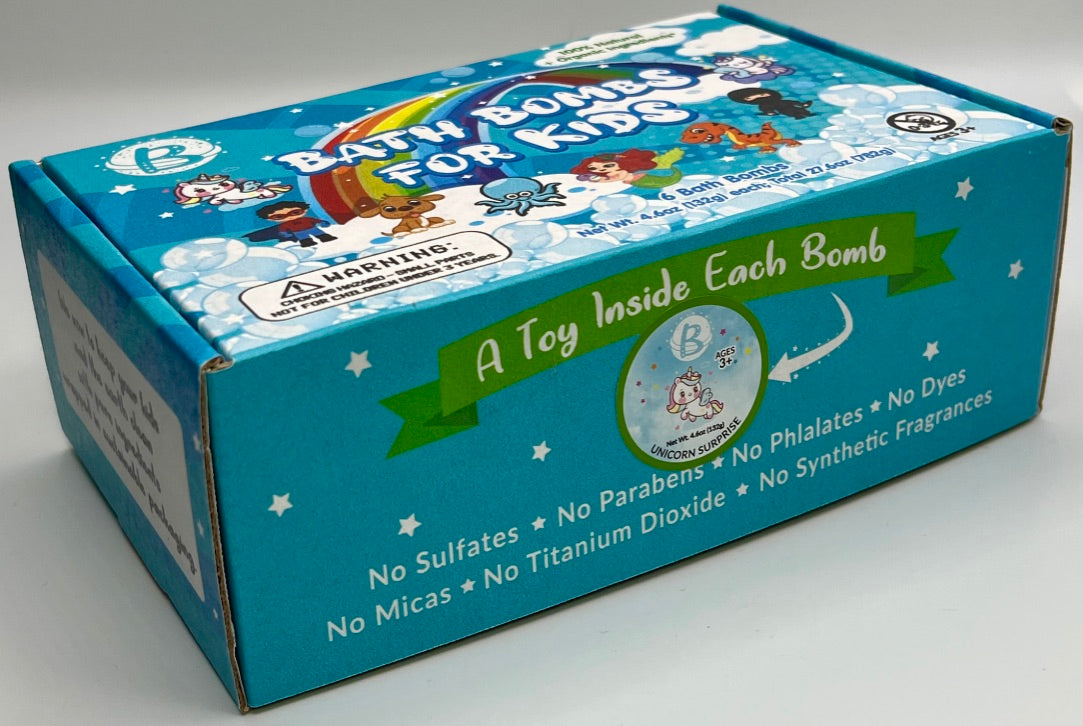 natural bath bombs for kids with toy unicorn surprise inside for sensitive skin