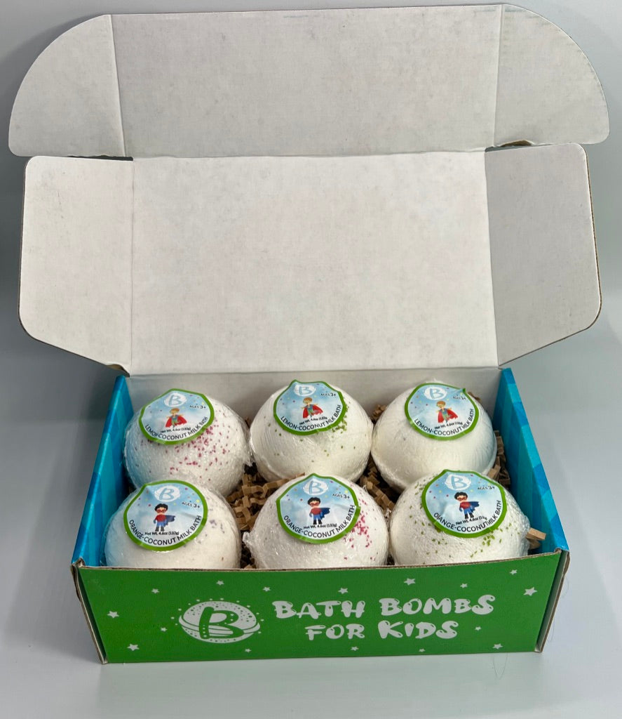 natural bath bombs for kids with toy superhero surprise inside