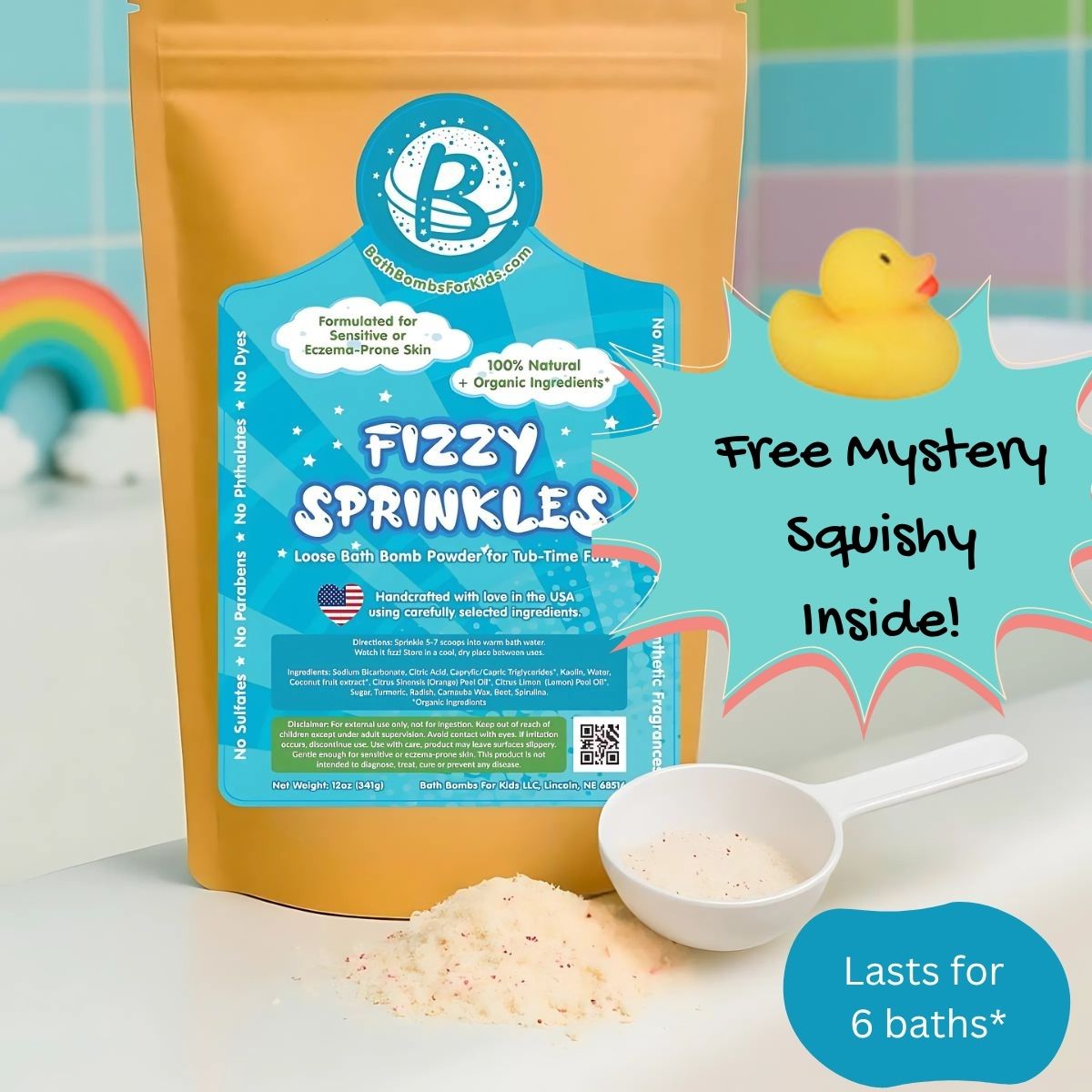Fizzy Sprinkles™ Bath Bomb Powder for Kids – Gentle, Natural & Easy-to-Use Bath Fun
