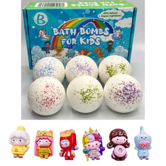 all natural bath bomb 6-pack with whimsical friends surprise toys