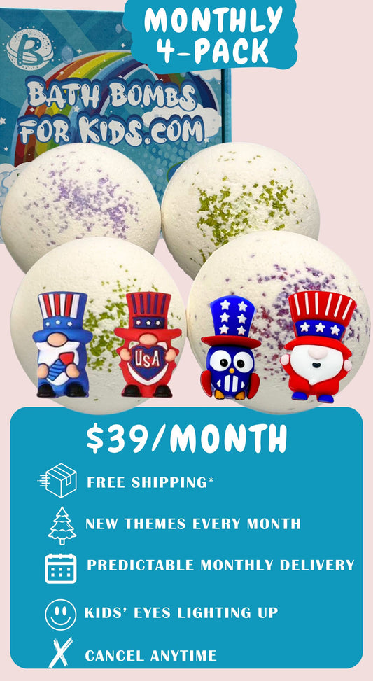 All-Natural Monthly Bath Bomb Subscription for Kids with New Surprise Toys Each Month