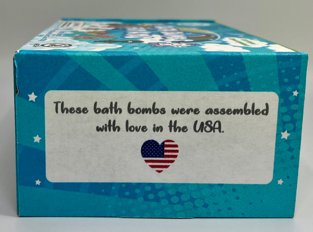 natural bath bombs for kids with toy patriotic surprise inside handcrafted in the USA