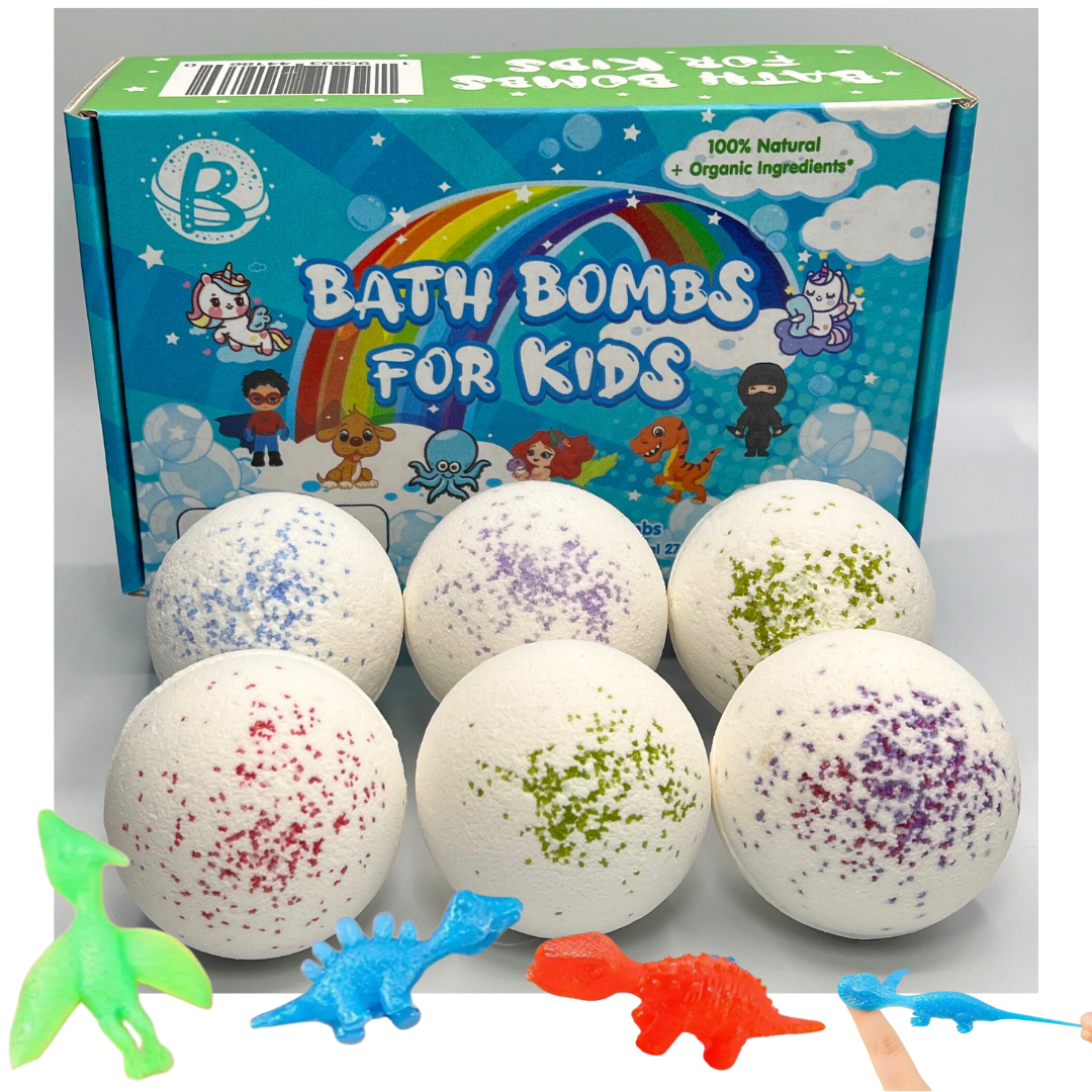 100% Natural Bath Bombs With Dinosaur Surprise (6-Pack)