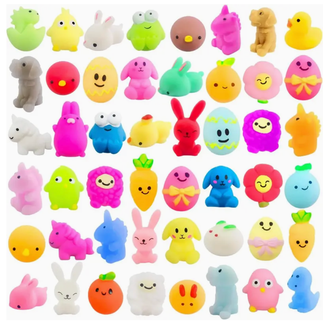 Variety of Easter toys that could come inside the bath bombs for kids.