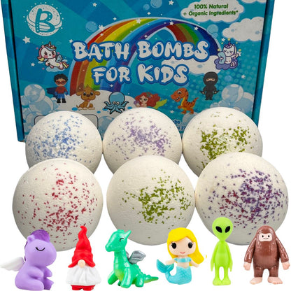 dragon, unicorn, gnome, alien, mermaid and Sasquatch in the Mythical Creature bath bomb set.  