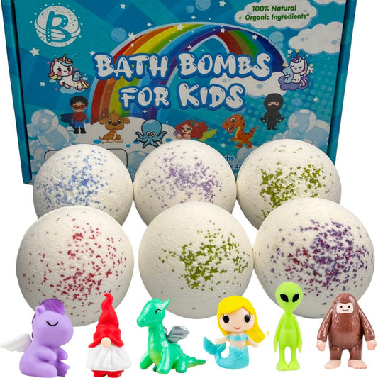 dragon, unicorn, gnome, alien, mermaid and Sasquatch in the Mythical Creature bath bomb set.  