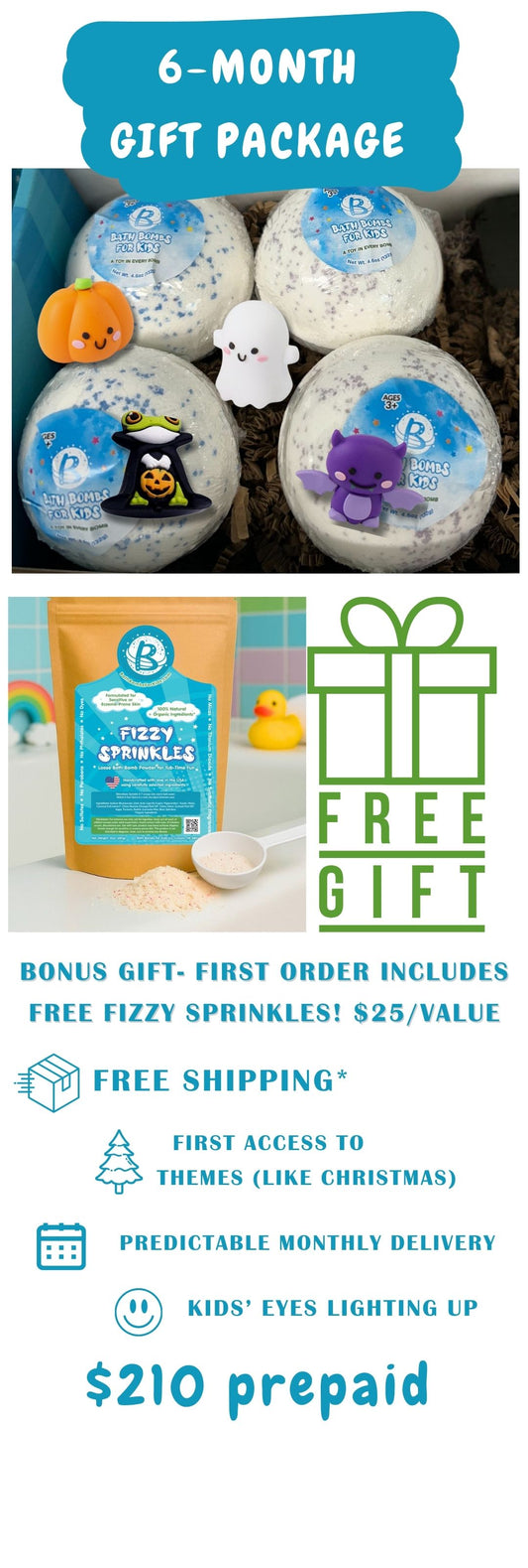 Bath Bombs of the Month Club 6-Month Gift Package Prepaid