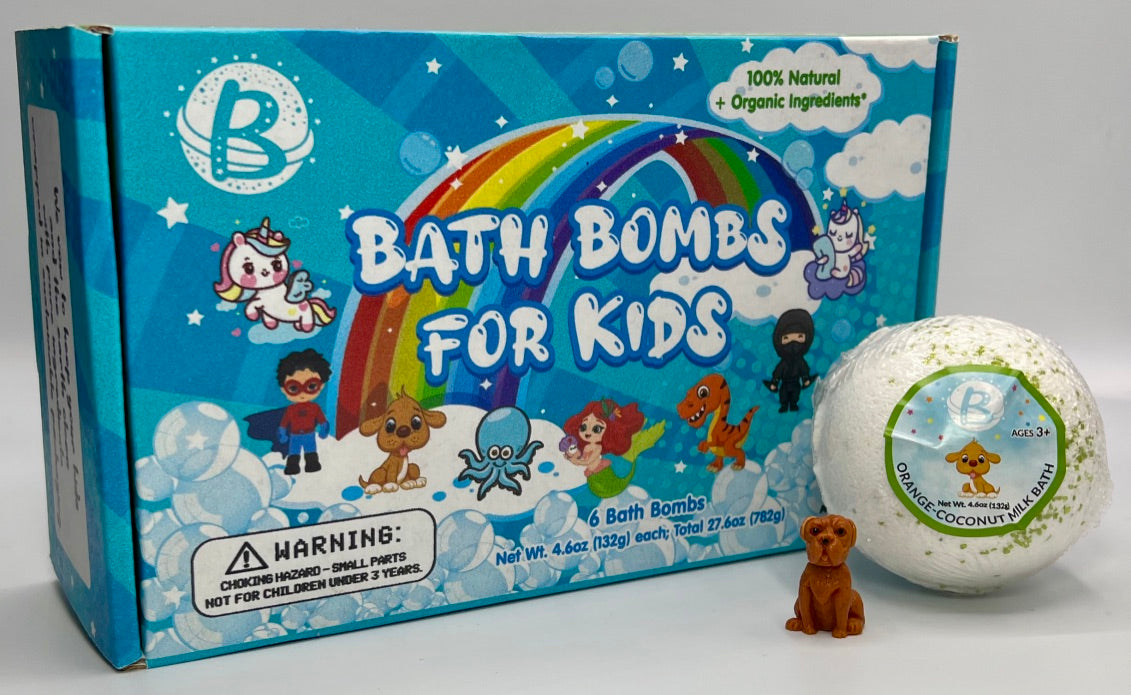 natural bath bombs for kids with toy puppy surprise inside